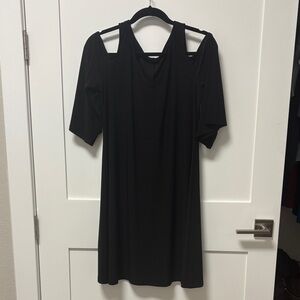 MSK Black Cold-Shoulder Midi Dress